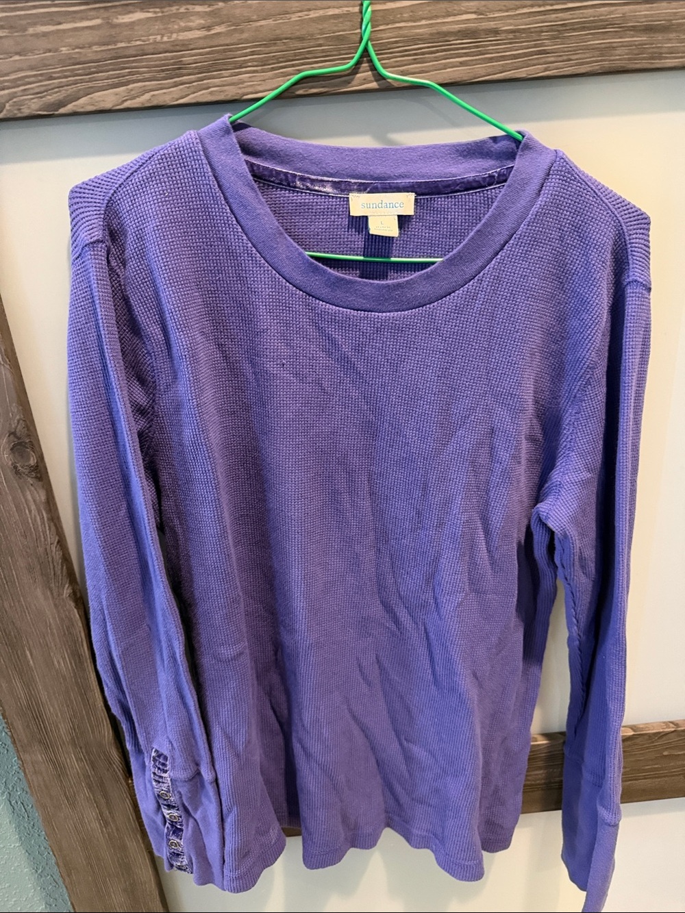 Sundance cobalt blue Waffle-Knit Long Sleeve Scoop Neck top